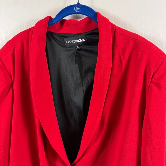Fashion Nova Red Rhinestone Trim Blazer Jacket – Size 3X - Picture 3 of 8